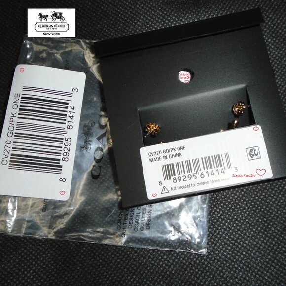 NWT Coach Pink Butterfly Charm Huggies - Picture 4 of 6